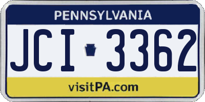 PA license plate JCI3362