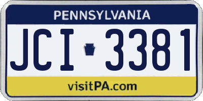 PA license plate JCI3381
