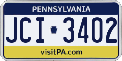PA license plate JCI3402