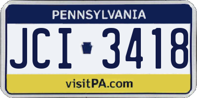 PA license plate JCI3418