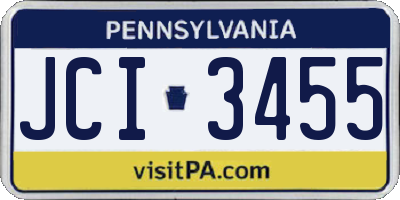 PA license plate JCI3455