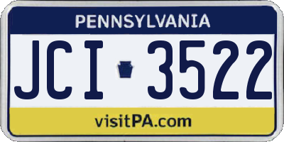 PA license plate JCI3522