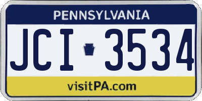 PA license plate JCI3534