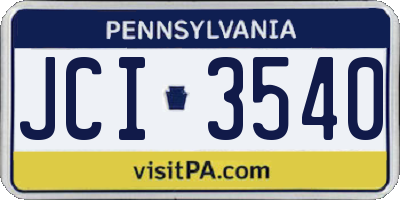 PA license plate JCI3540