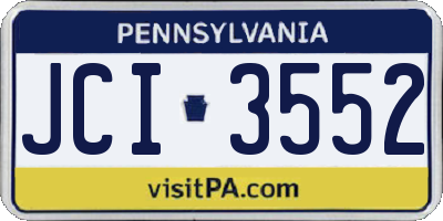 PA license plate JCI3552