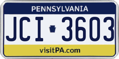 PA license plate JCI3603