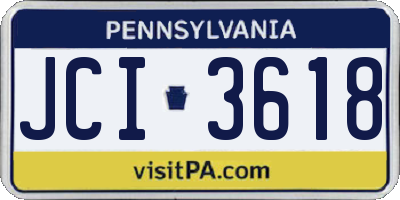 PA license plate JCI3618
