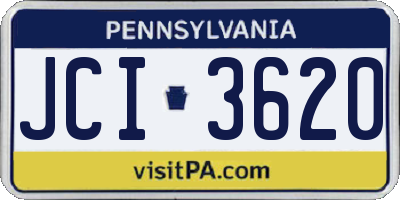PA license plate JCI3620