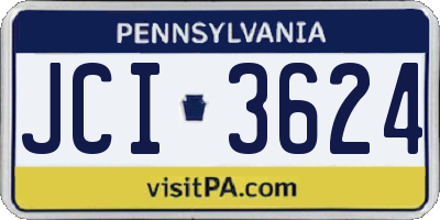 PA license plate JCI3624