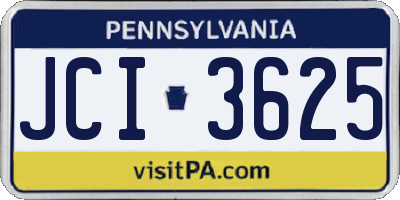 PA license plate JCI3625