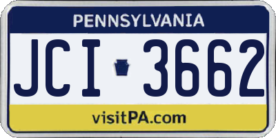 PA license plate JCI3662