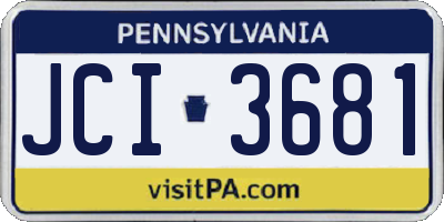 PA license plate JCI3681