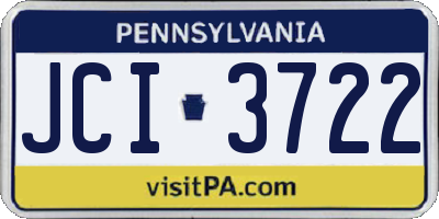 PA license plate JCI3722