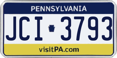 PA license plate JCI3793
