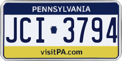 PA license plate JCI3794