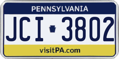 PA license plate JCI3802