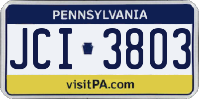 PA license plate JCI3803