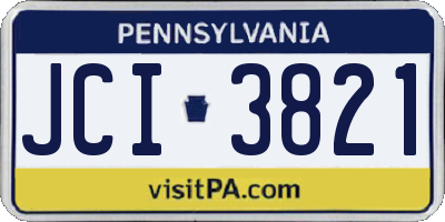 PA license plate JCI3821