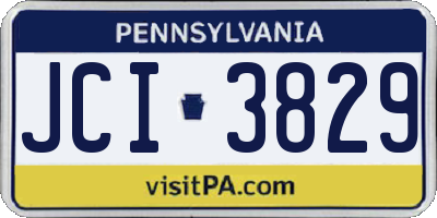 PA license plate JCI3829