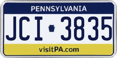 PA license plate JCI3835