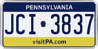 PA license plate JCI3837