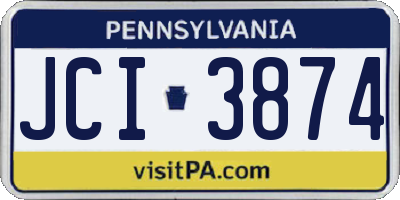 PA license plate JCI3874