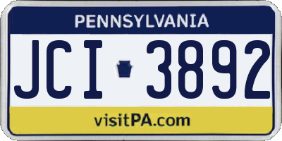 PA license plate JCI3892