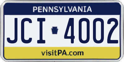 PA license plate JCI4002