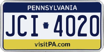 PA license plate JCI4020