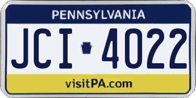 PA license plate JCI4022