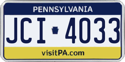 PA license plate JCI4033