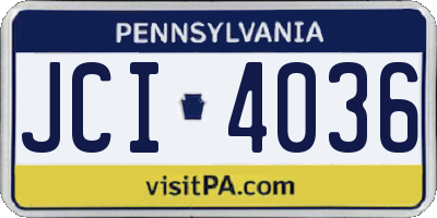PA license plate JCI4036