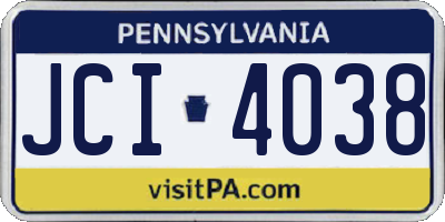 PA license plate JCI4038