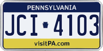 PA license plate JCI4103