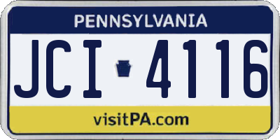 PA license plate JCI4116