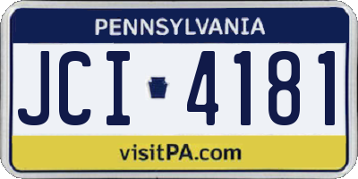 PA license plate JCI4181