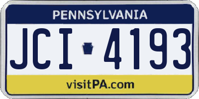 PA license plate JCI4193