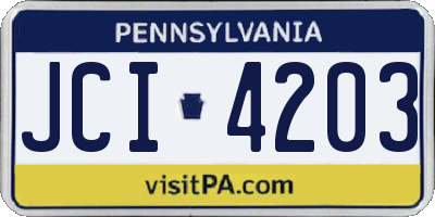 PA license plate JCI4203