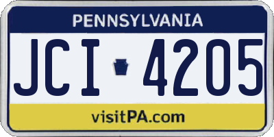 PA license plate JCI4205