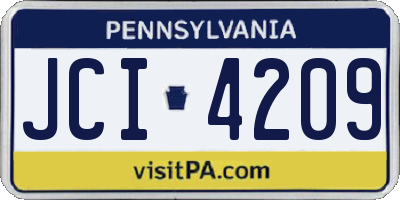 PA license plate JCI4209