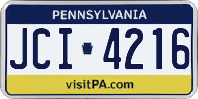 PA license plate JCI4216