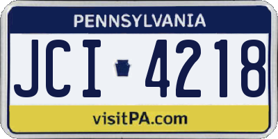 PA license plate JCI4218