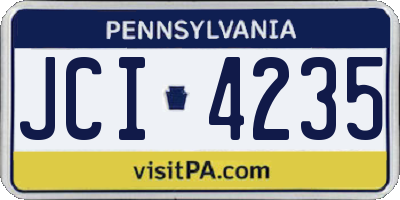 PA license plate JCI4235