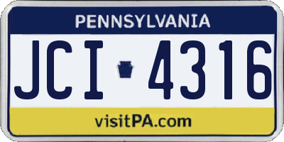 PA license plate JCI4316