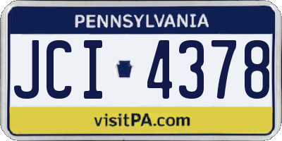 PA license plate JCI4378