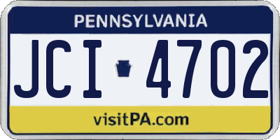 PA license plate JCI4702