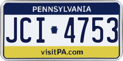 PA license plate JCI4753