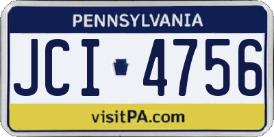 PA license plate JCI4756