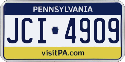 PA license plate JCI4909