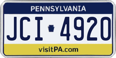PA license plate JCI4920